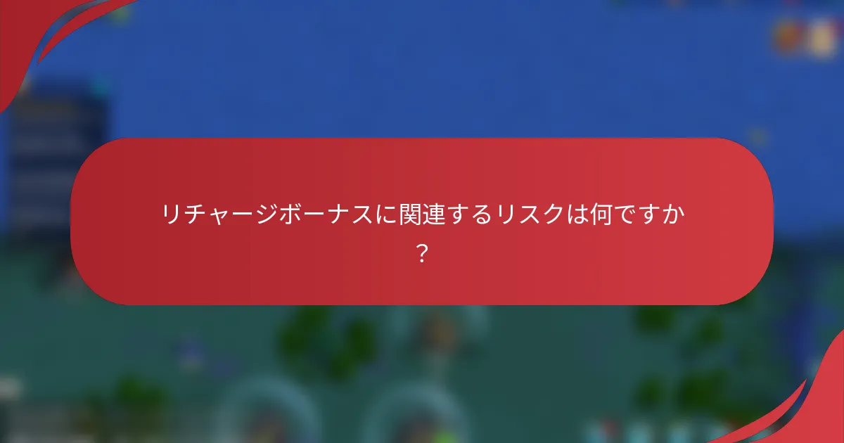 リチャージボーナスに関連するリスクは何ですか？